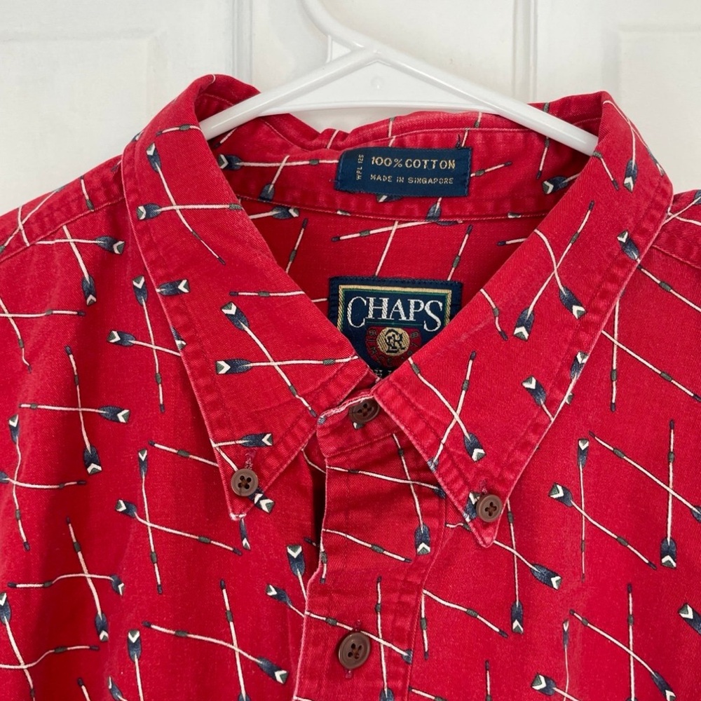 Vintage Chaps Ralph Lauren Button Up Mens XL Red Long Sleeve